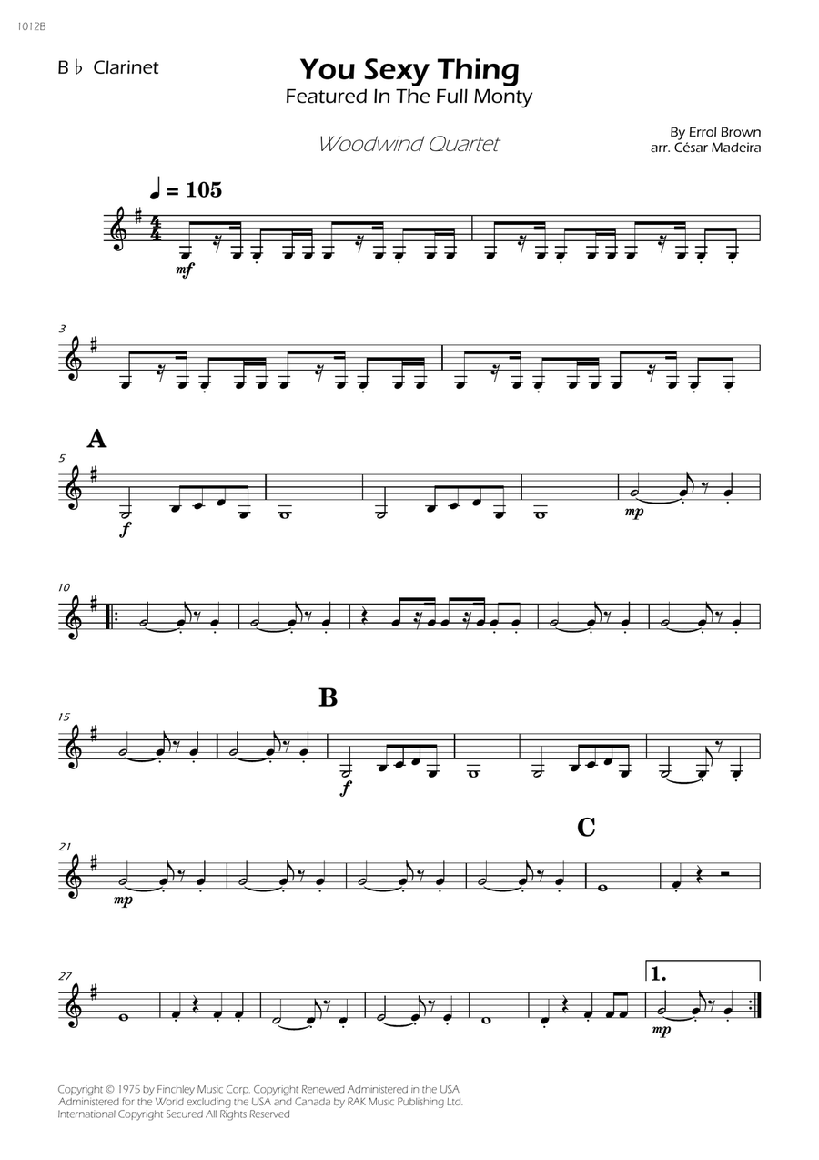 You Sexy Thing You Sexy Thing Woodwind Quartet scores gallery preview page 5