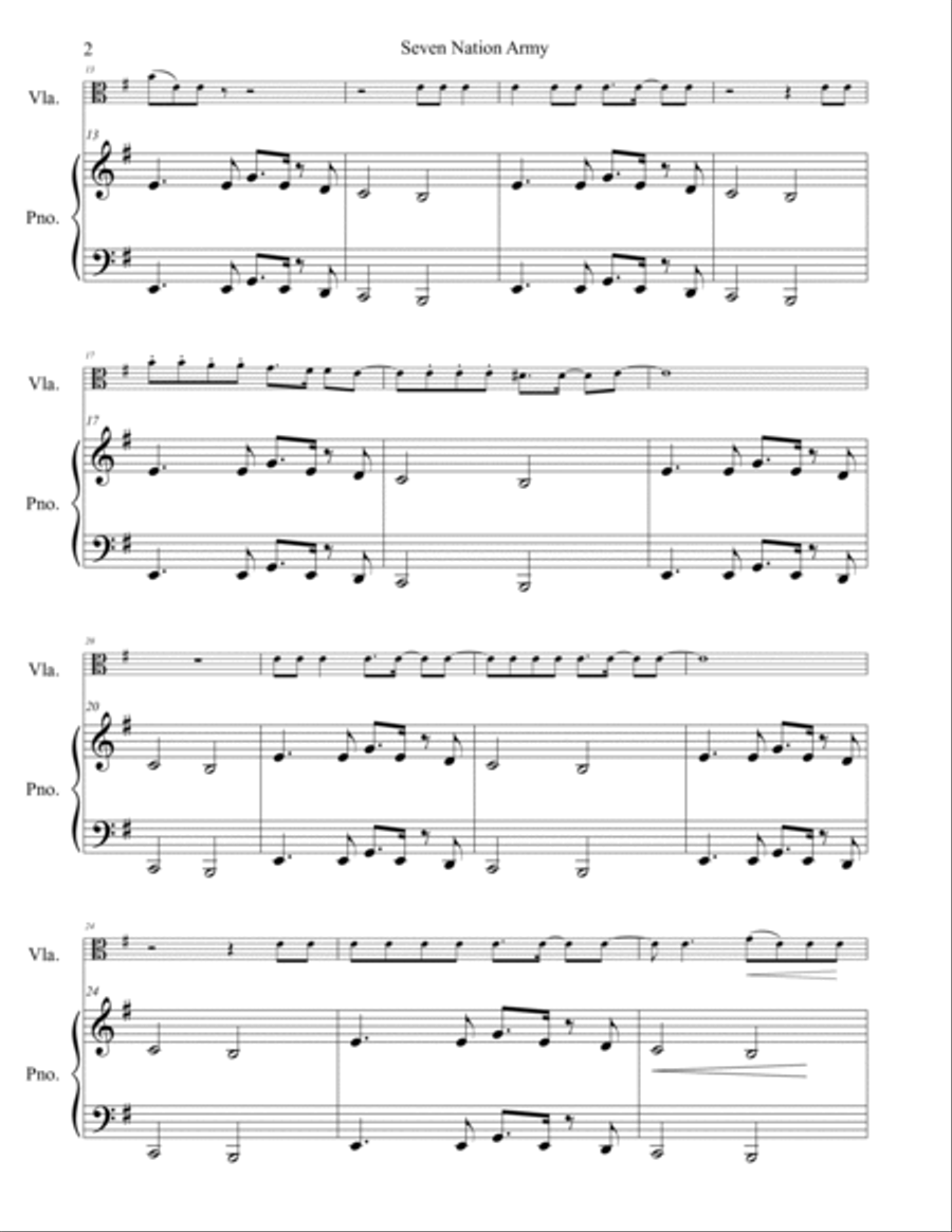 Seven Nation Army Viola scores gallery preview page 3