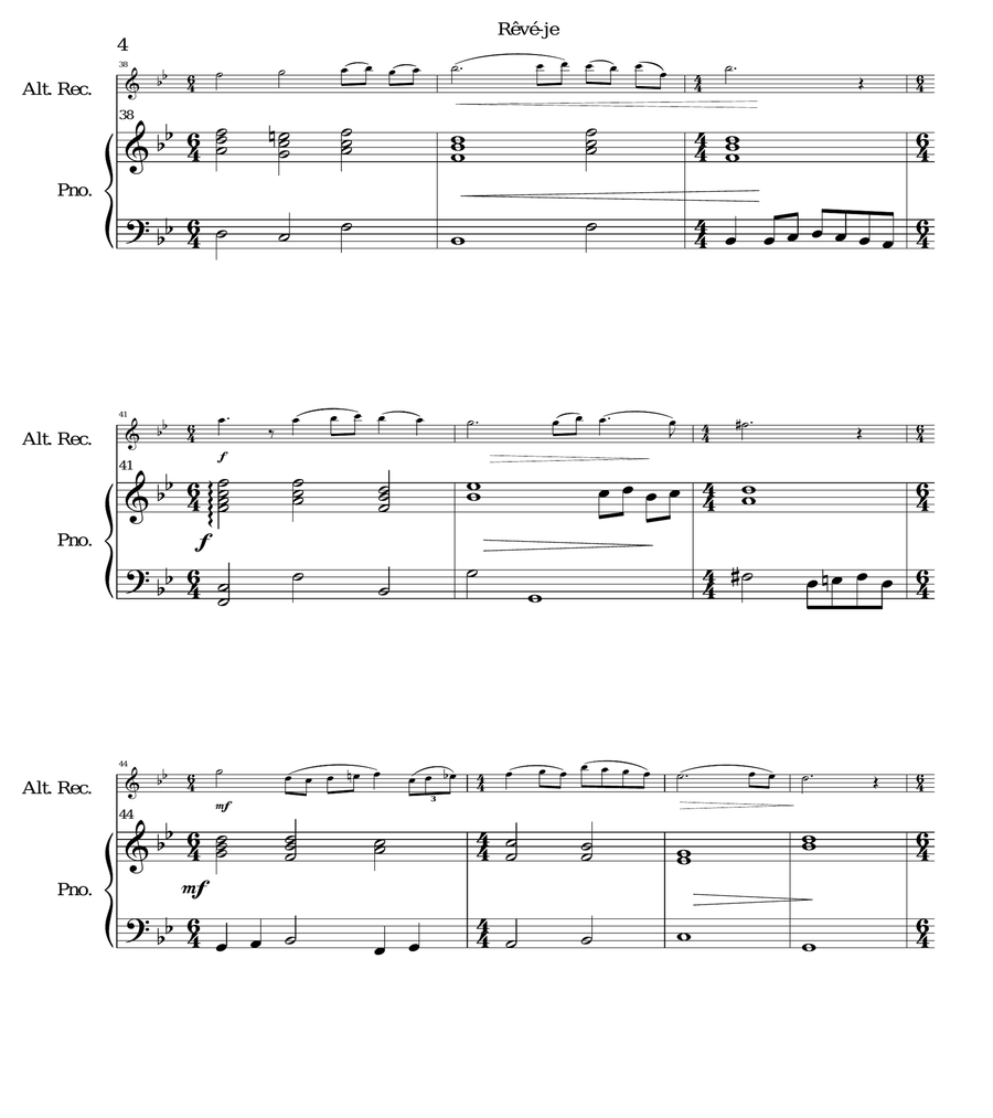 Rêvé-je (Am I dreaming) for alto recorder and piano image number null