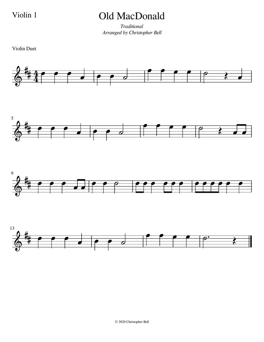 Old MacDonald - Violin Duet - Level 1 String Duet scores gallery preview page 2