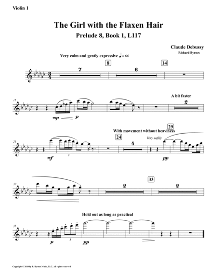 The Girl with the Flaxen Hair, Prelude 8, Book 1 by Claude Debussy (String Orchestra) String Orchestra scores gallery preview page 4