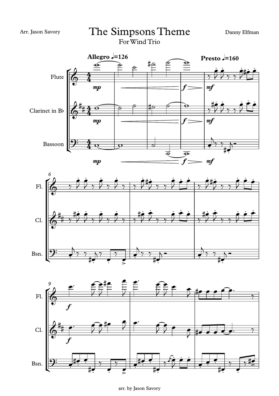 The Simpsons Tm End Credits Theme Small Ensemble scores gallery preview page 1