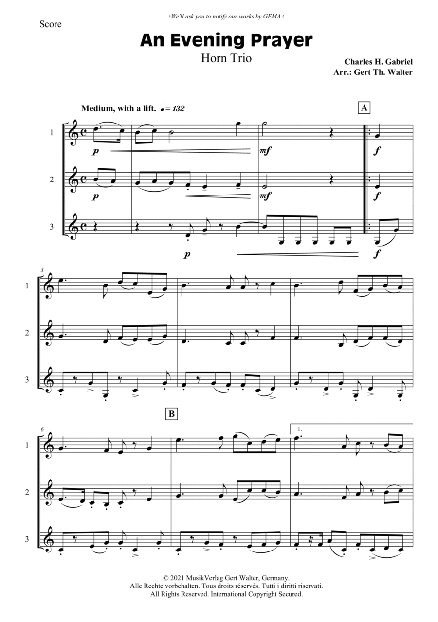 An Evening Prayer Horn scores gallery preview page 1