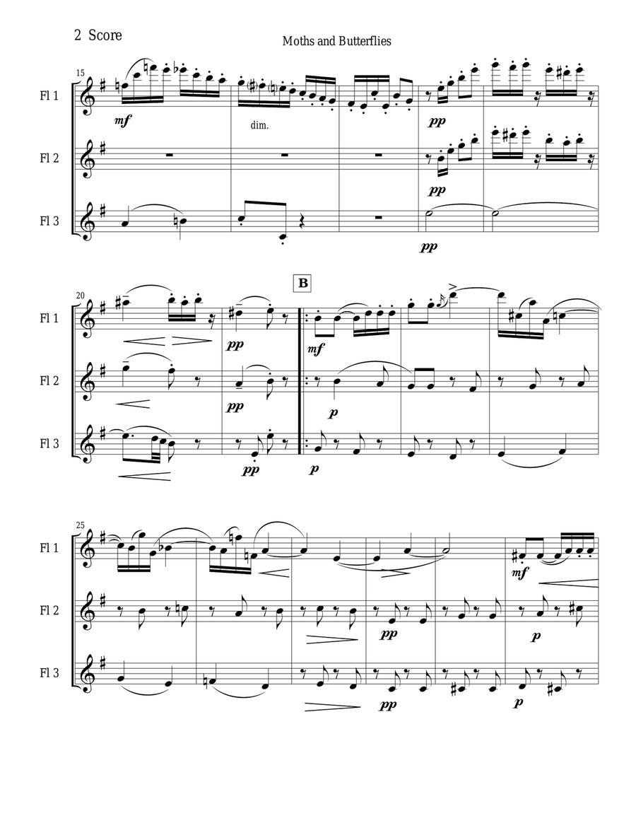 Moths and Butterflies by Elgar for flute trio Flute Trio scores gallery preview page 2