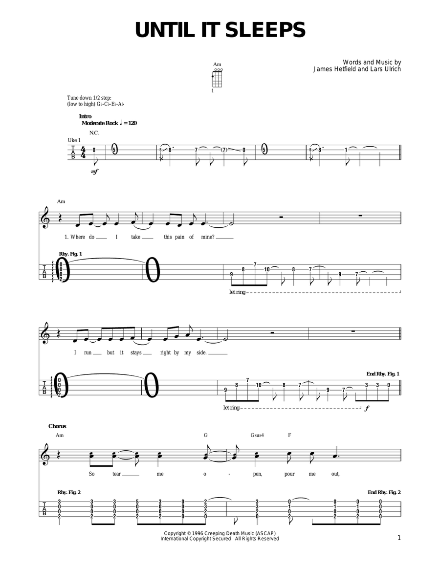Until It Sleeps Ukulele scores gallery preview page 1