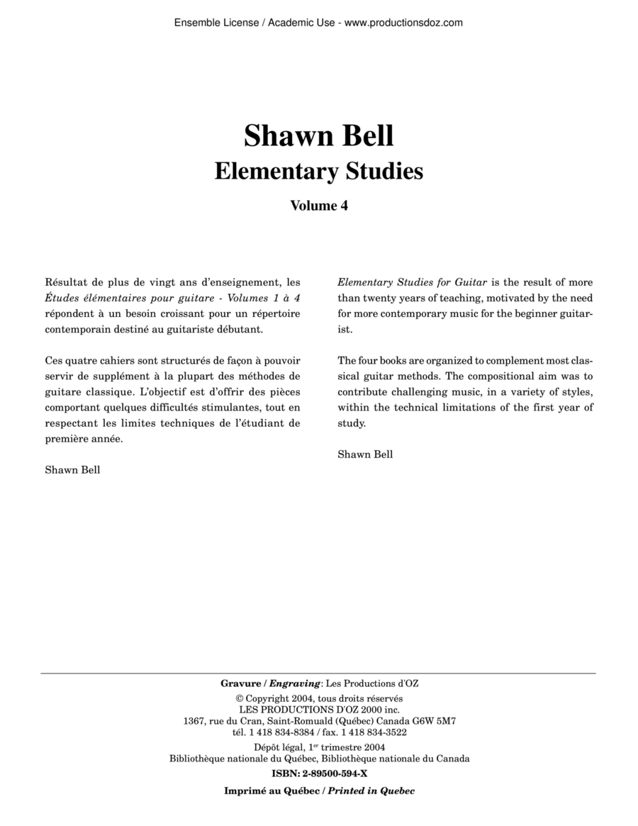 Elementary Studies, vol. 4 Classical Guitar scores gallery preview page 1