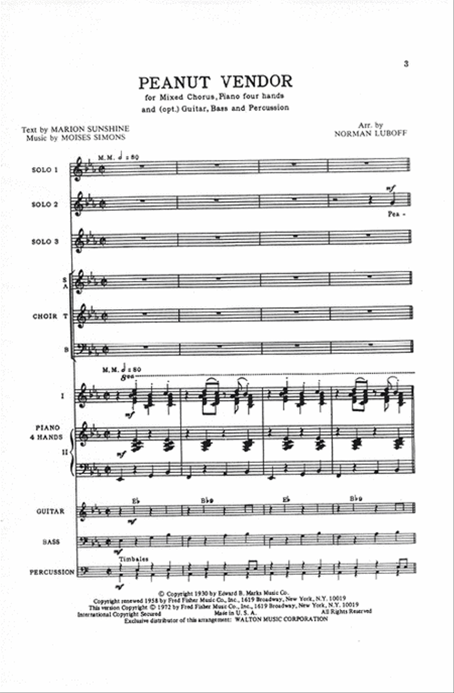 Peanut Vendor (Vocal Score)