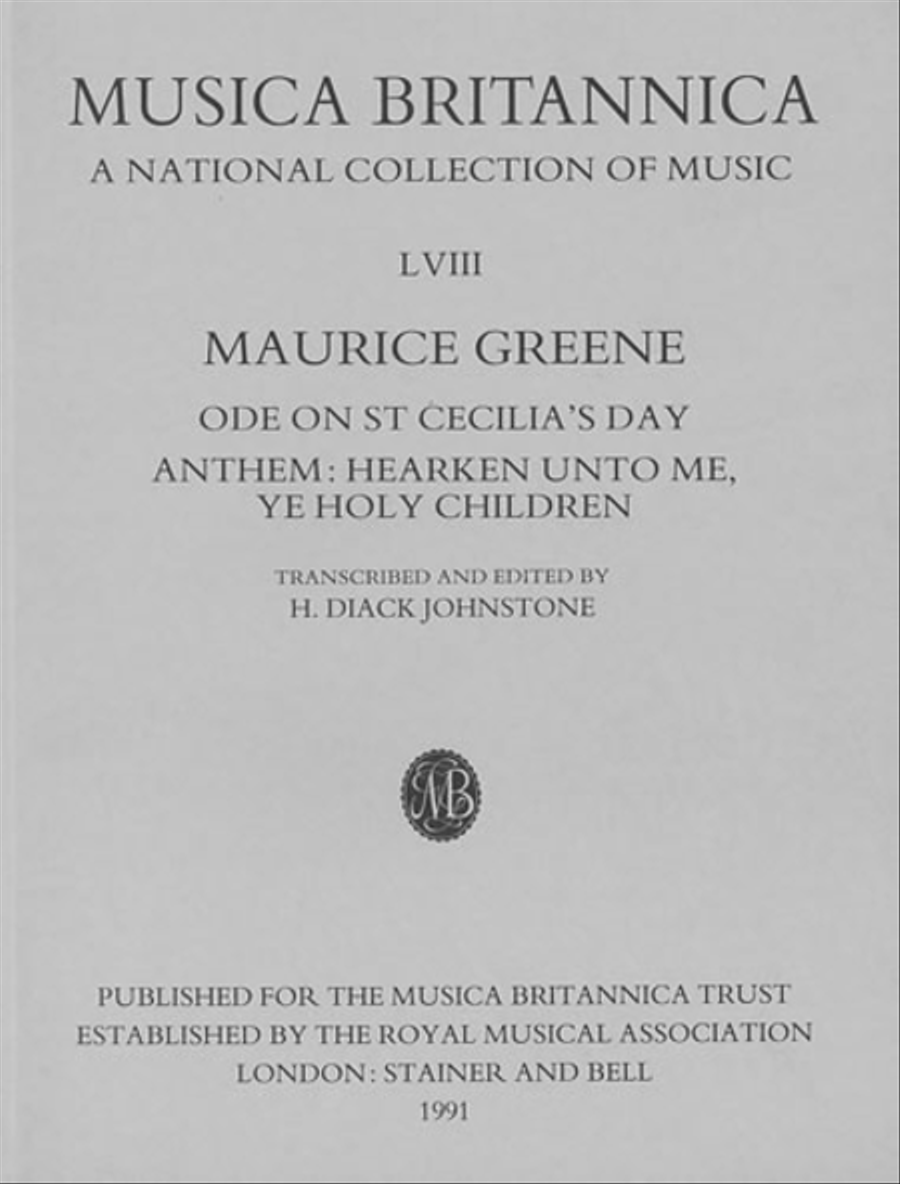 Ode on St Cecilia's Day and Anthem: Hearken unto me Score scores gallery preview page 1