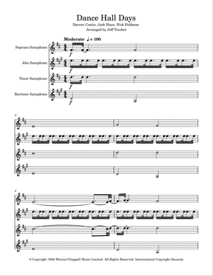 Dance Hall Days Saxophone Quartet scores gallery preview page 2