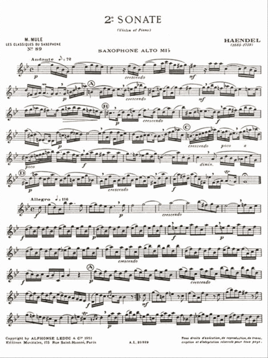 Sonata No.2 (classiques No.89) (saxophone-alto & Piano) Saxophone scores gallery preview page 2