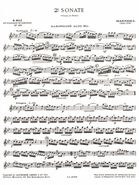 Sonata No.2 (classiques No.89) (saxophone-alto & Piano)