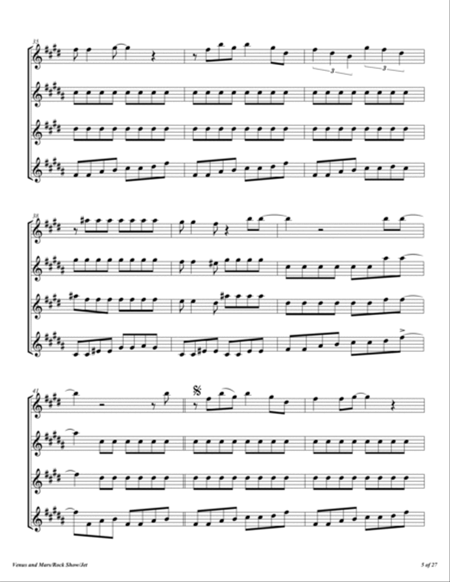 Venus And Mars/ Rock Show/ Jet Woodwind Quartet scores gallery preview page 6
