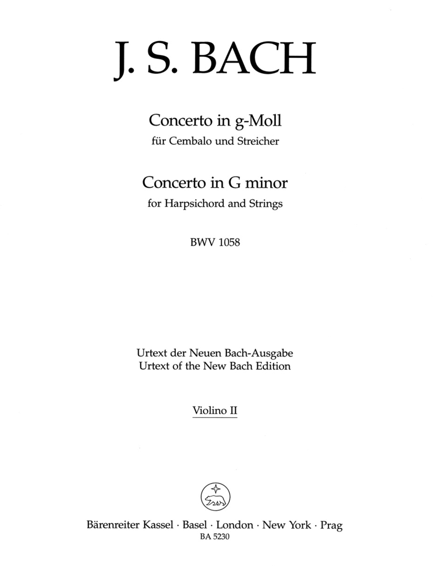 Concerto for Harpsichord and Strings g minor BWV 1058 Violin scores gallery preview page 1