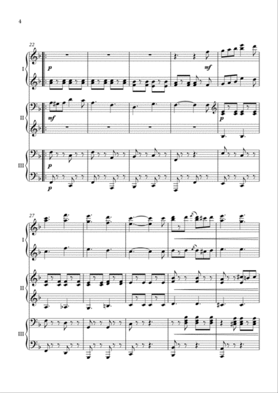 Liberty Bell March arranged for piano 6 hands Piano Duet scores gallery preview page 4
