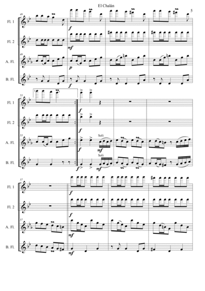 "El Chalán" Op.12 (marinera norteña) for flute quartet