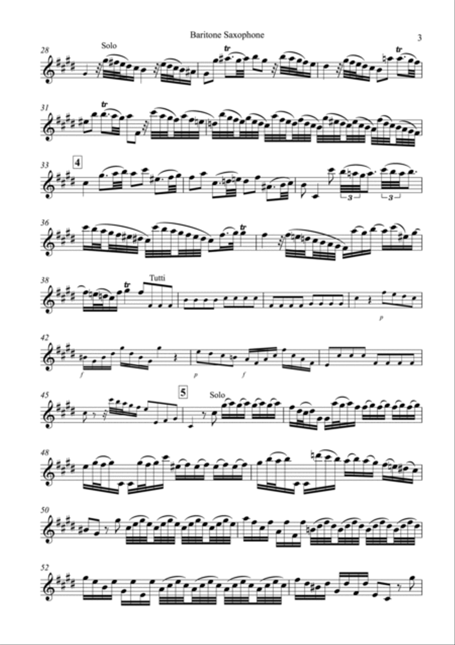 A. Vivaldi: Bassoon Concerto in E minor for Baritone Saxophone Baritone Saxophone scores gallery preview page 3
