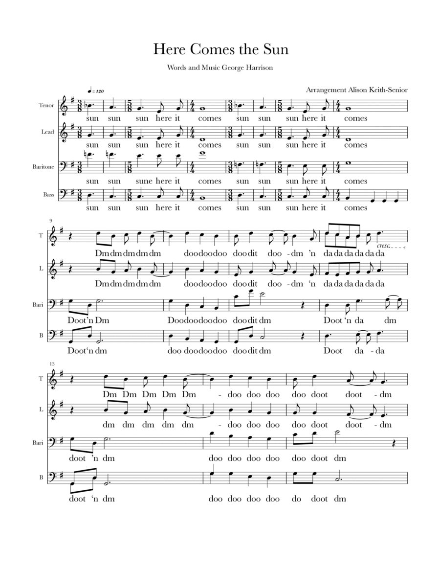 Here Comes The Sun 4-Part scores gallery preview page 1