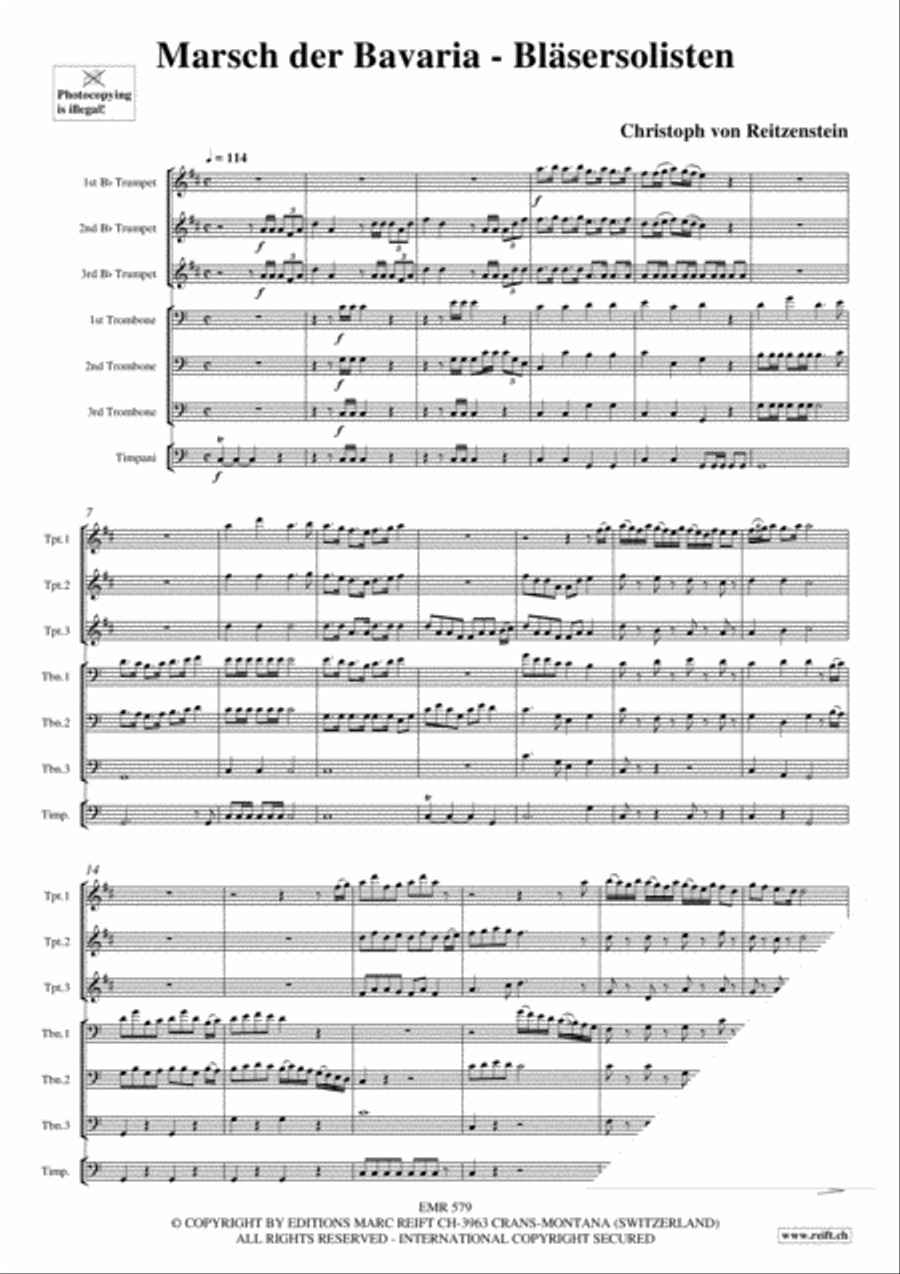 Marsch der Bavaria - Blasersolisten Brass Ensemble scores gallery preview page 3