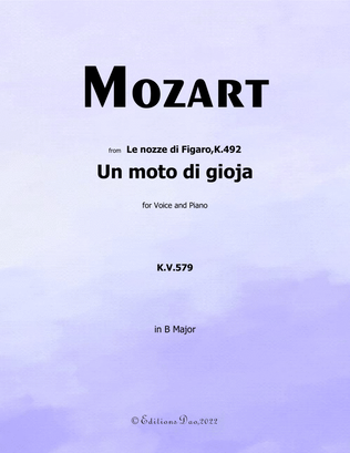 Book cover for Un moto di gioja, by Mozart, in B Major