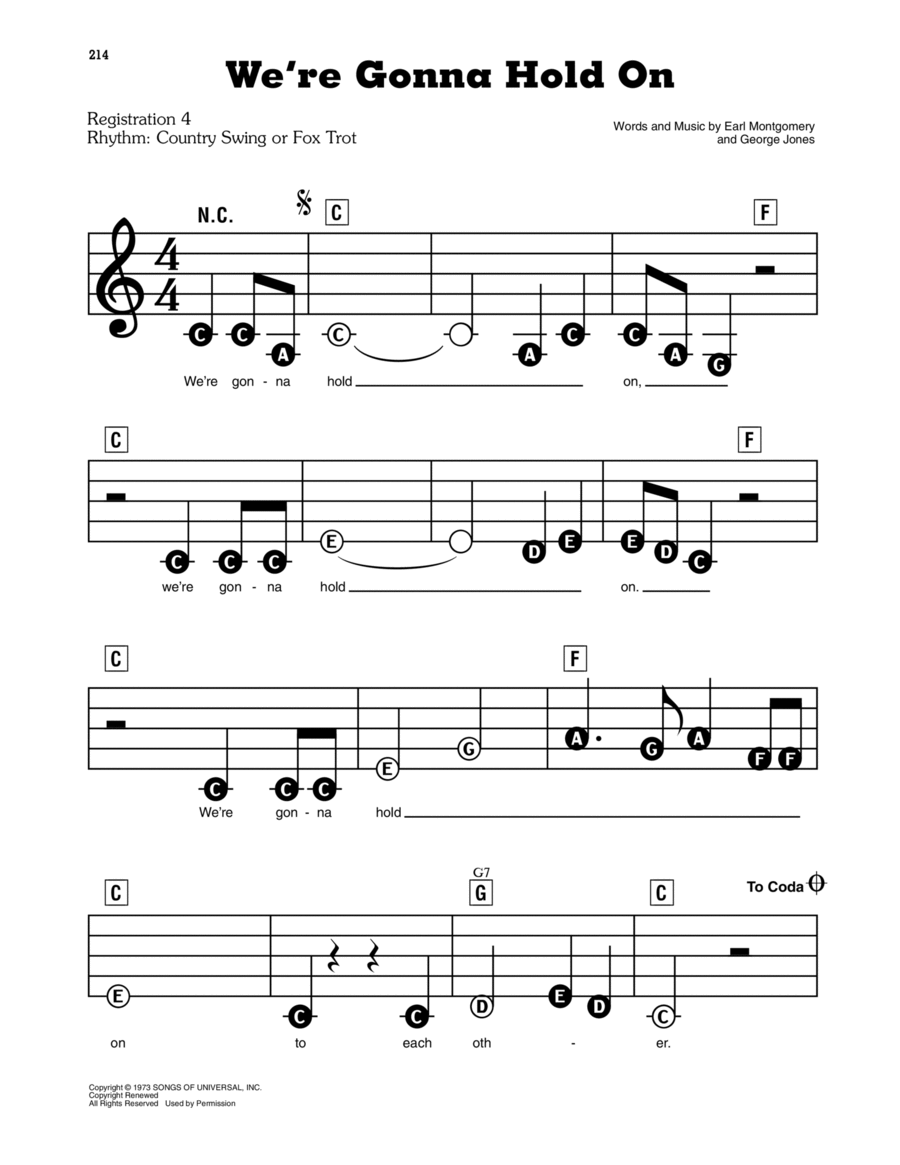 We're Gonna Hold On Electronic Keyboard scores gallery preview page 1