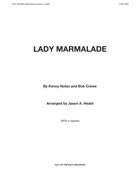 Lady Marmalade by Kenny Nolan Choir - Digital Sheet Music
