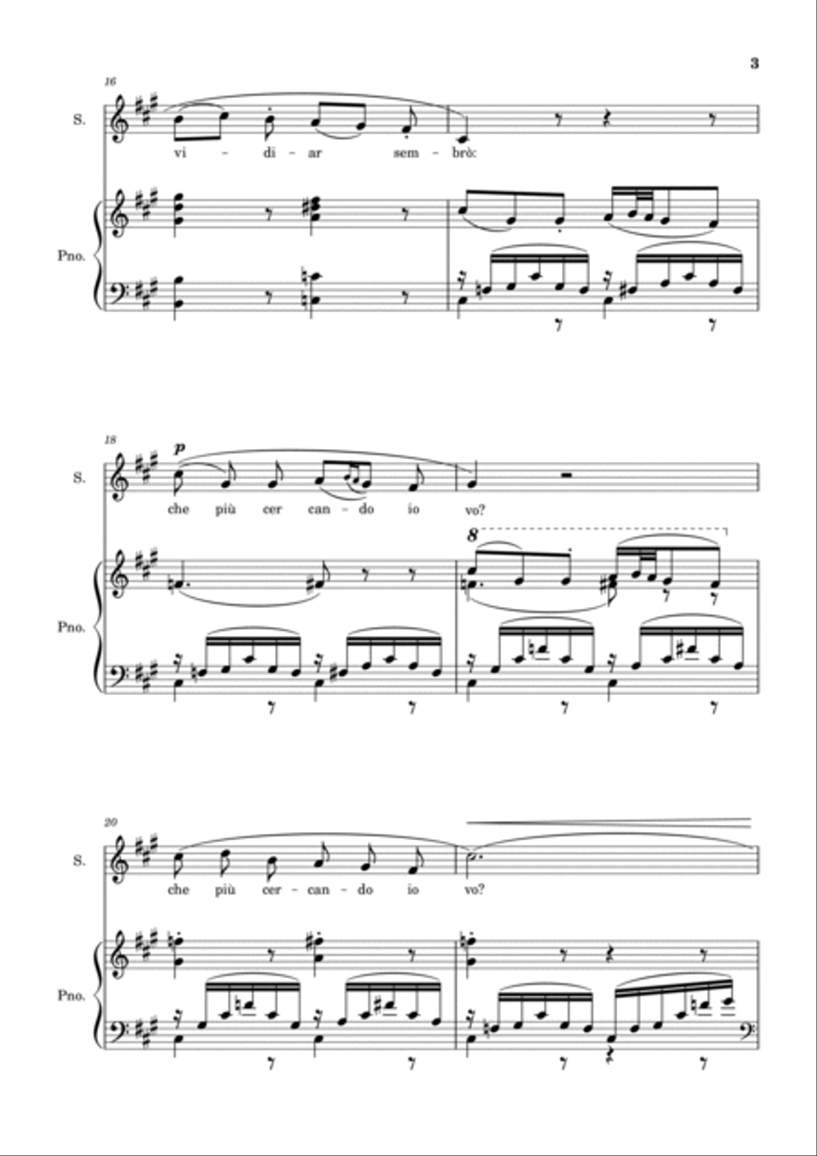 Una Furtiva Lagrima (Soprano in F#m) Piano, Vocal, Guitar scores gallery preview page 3