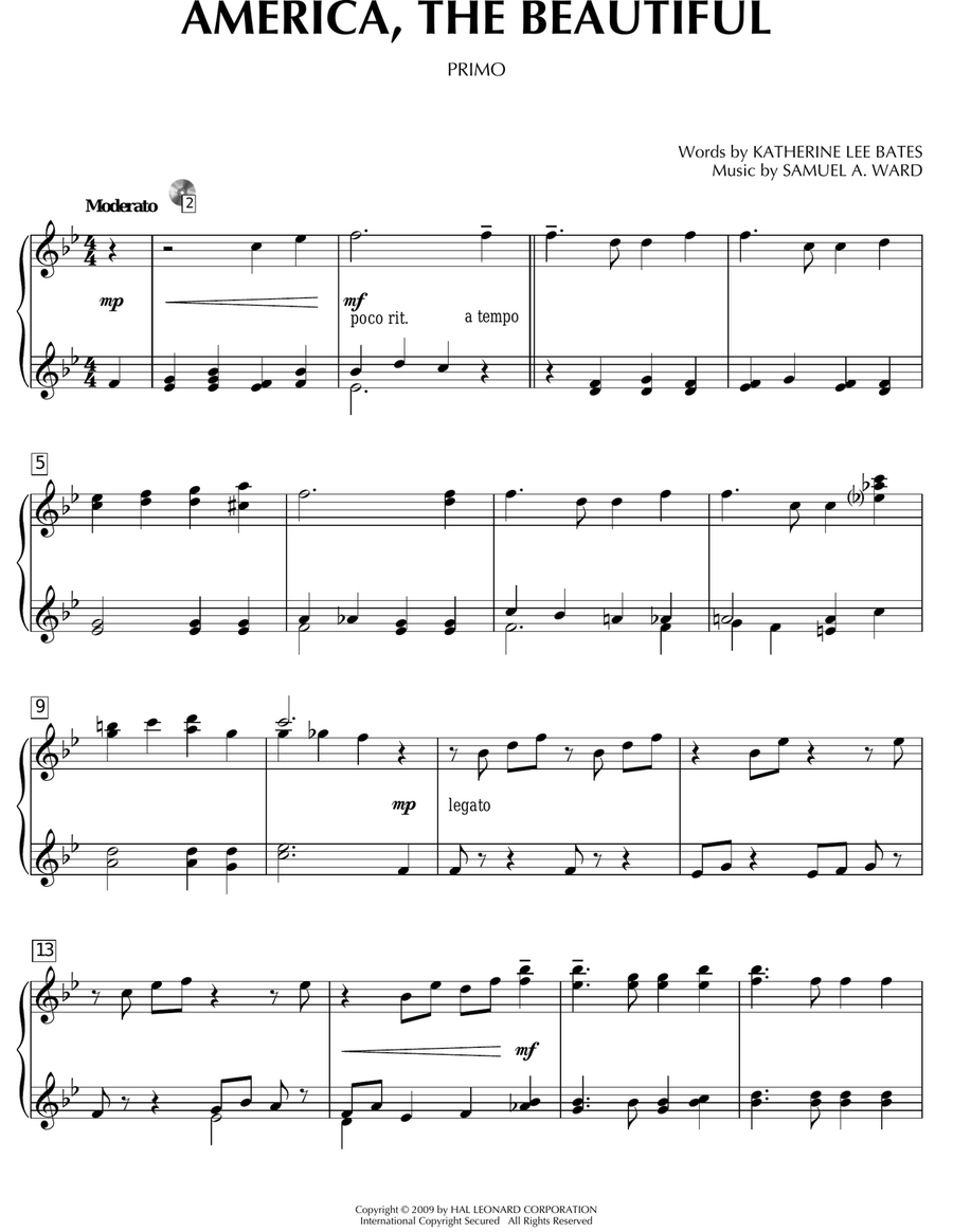 America, The Beautiful Piano Duet scores gallery preview page 2