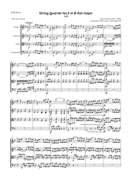 Schubert - String Quartet No.5 in B flat major, D.68