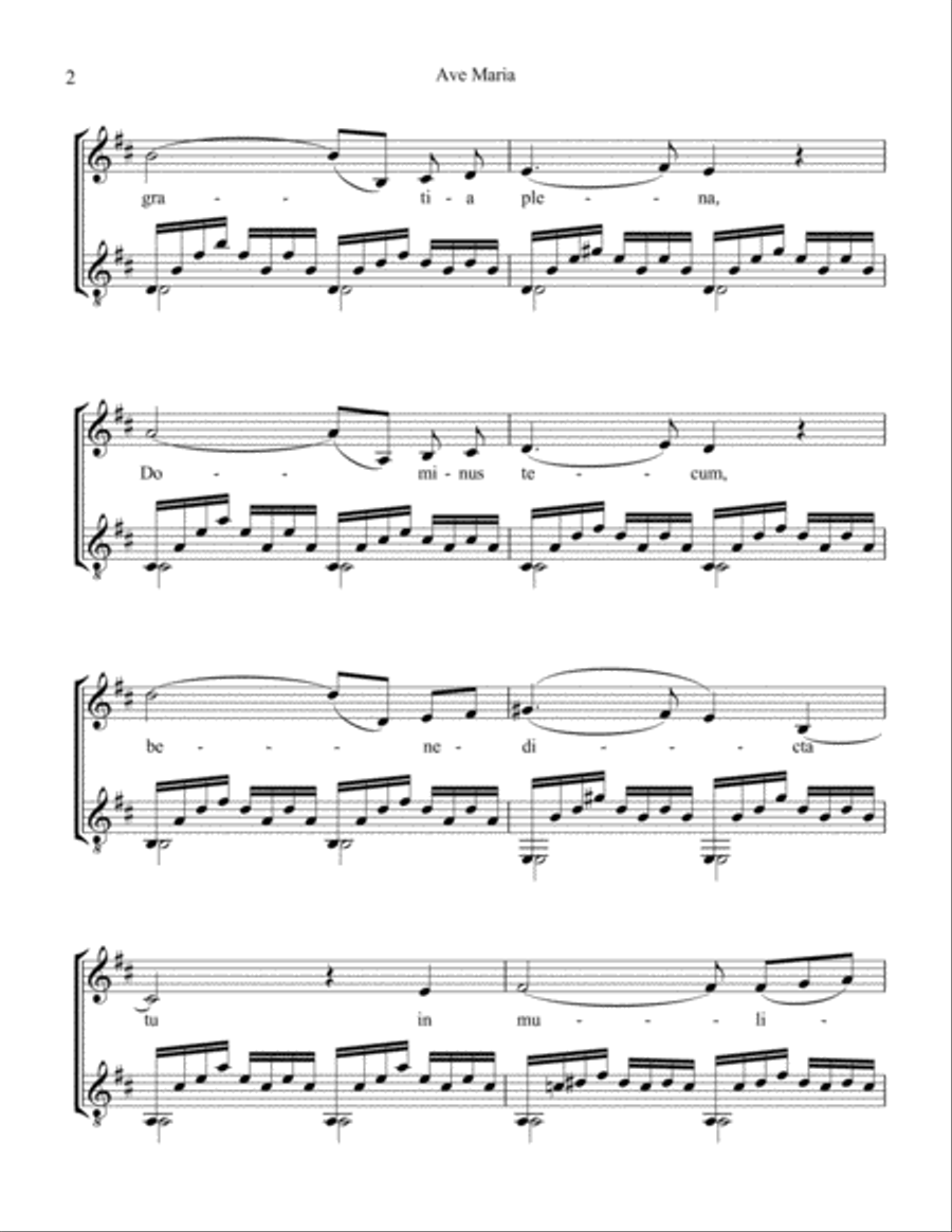 Ave Maria for voice and guitar (D major) Small Ensemble scores gallery preview page 3