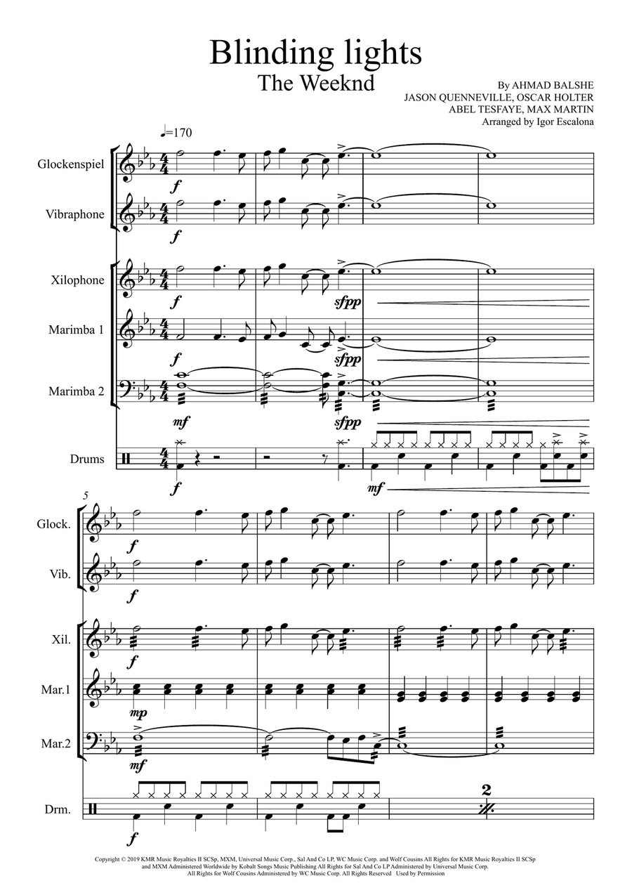 Blinding Lights Blinding Lights Percussion Ensemble scores gallery preview page 3