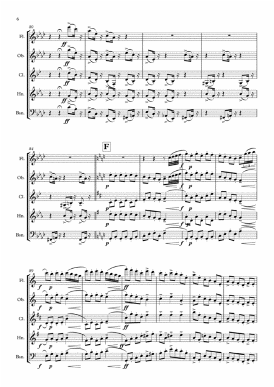 Parry: An English Suite IV. Caprice - wind quintet Woodwind Quintet scores gallery preview page 6