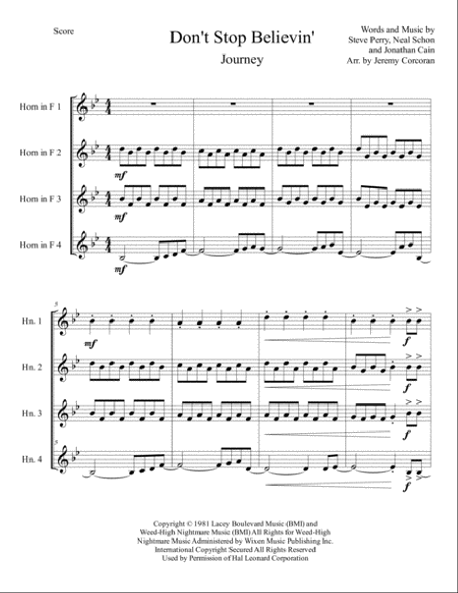 Don't Stop Believin' Brass Ensemble scores gallery preview page 2