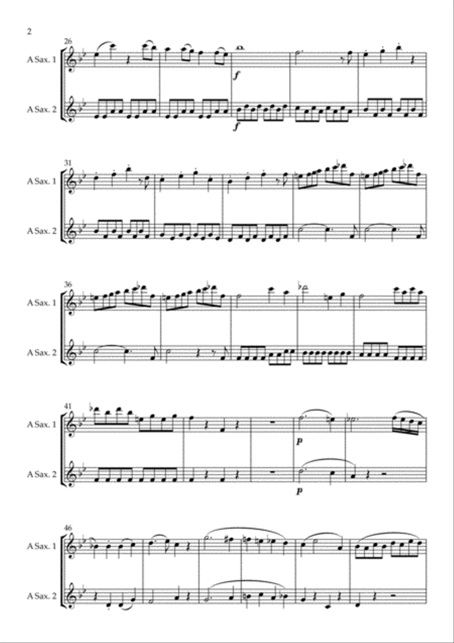 Symphony No. 40 arranged for Alto Saxophone Duet Woodwind Duet scores gallery preview page 4