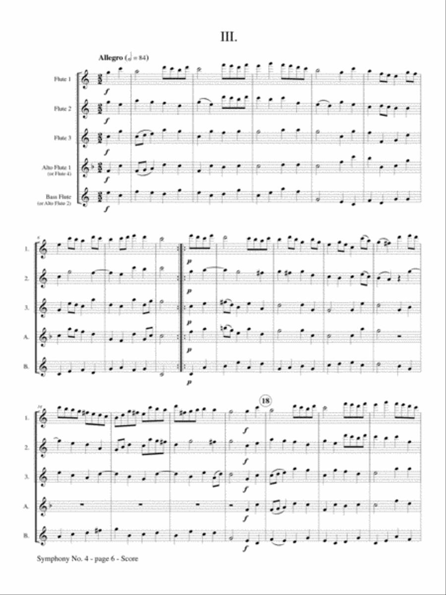 Symphony No. 4 for Flute Choir Flute Choir scores gallery preview page 4