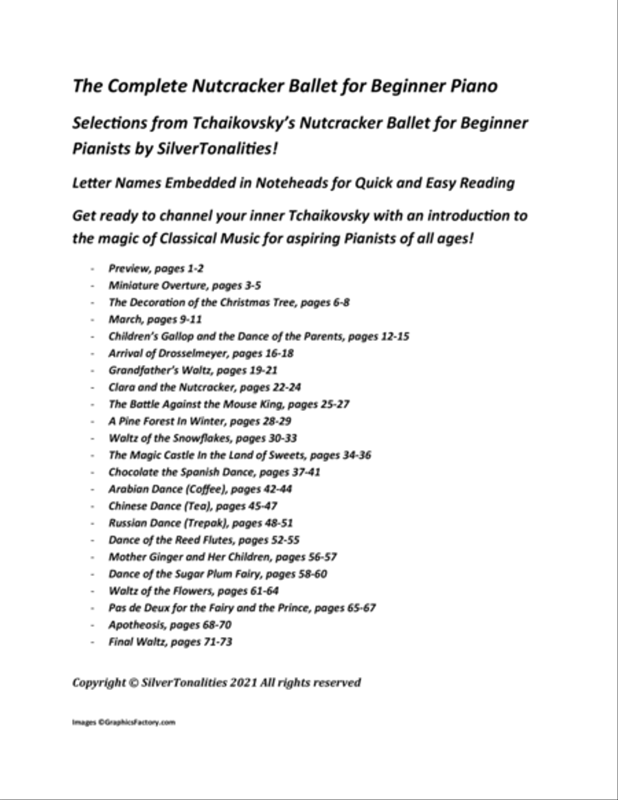 The Complete Nutcracker Ballet for Beginner Piano Piano Method scores gallery preview page 2