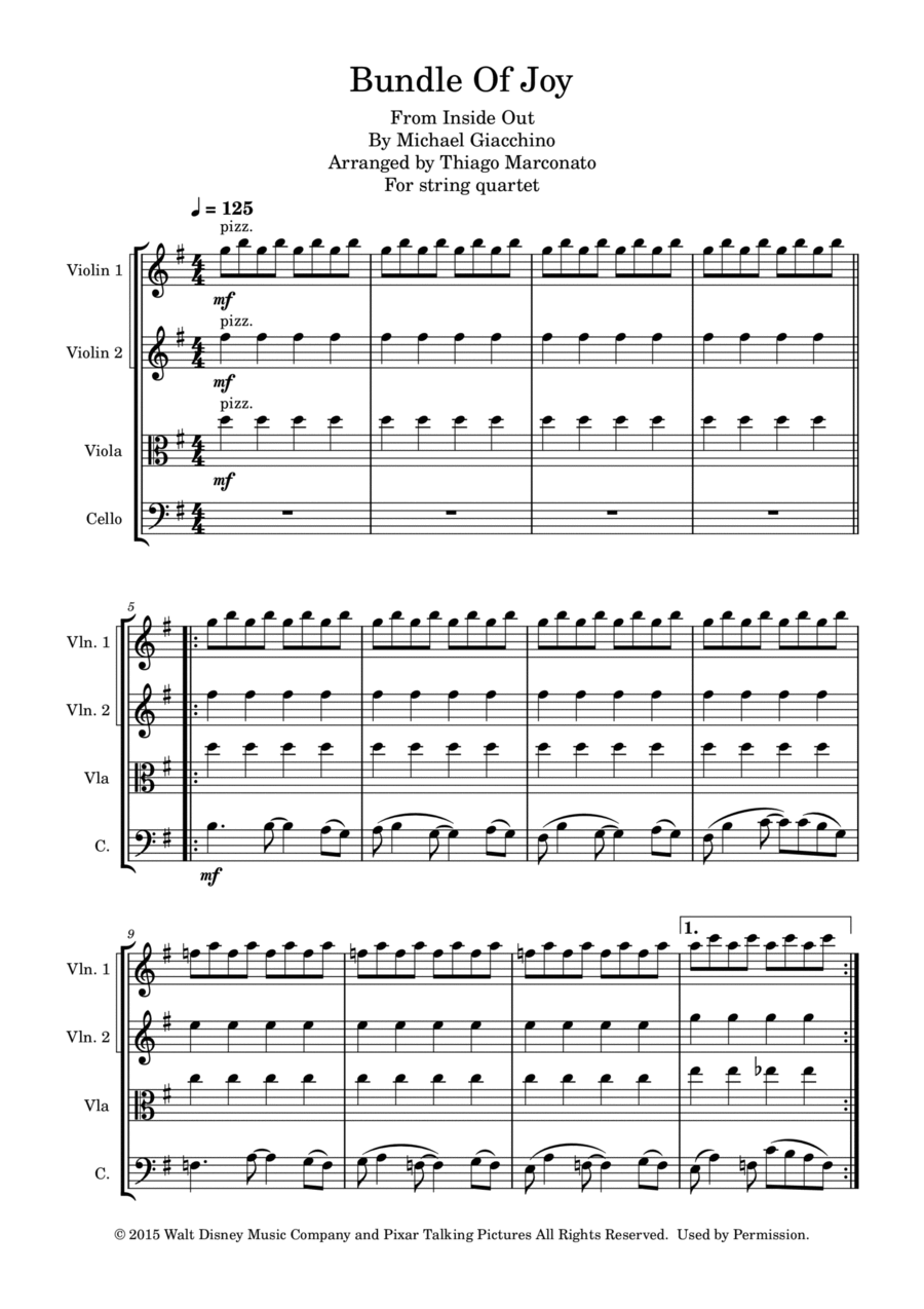 Bundle Of Joy String Quartet scores gallery preview page 1