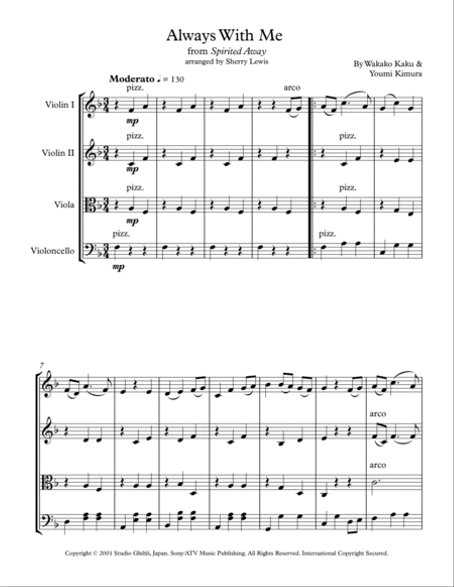 Itsumo Nandodemo (always With Me) String Quartet scores gallery preview page 4