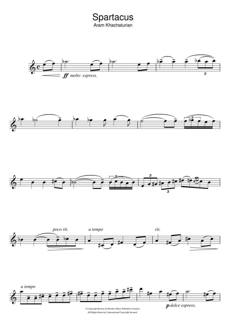 Spartacus (Love Theme) Flute Solo scores gallery preview page 1