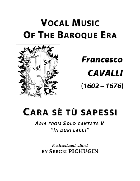 CAVALLI Francesco: Cara sè tù sapessi, aria from the cantata, arranged for Voice and Piano (F majo image number null