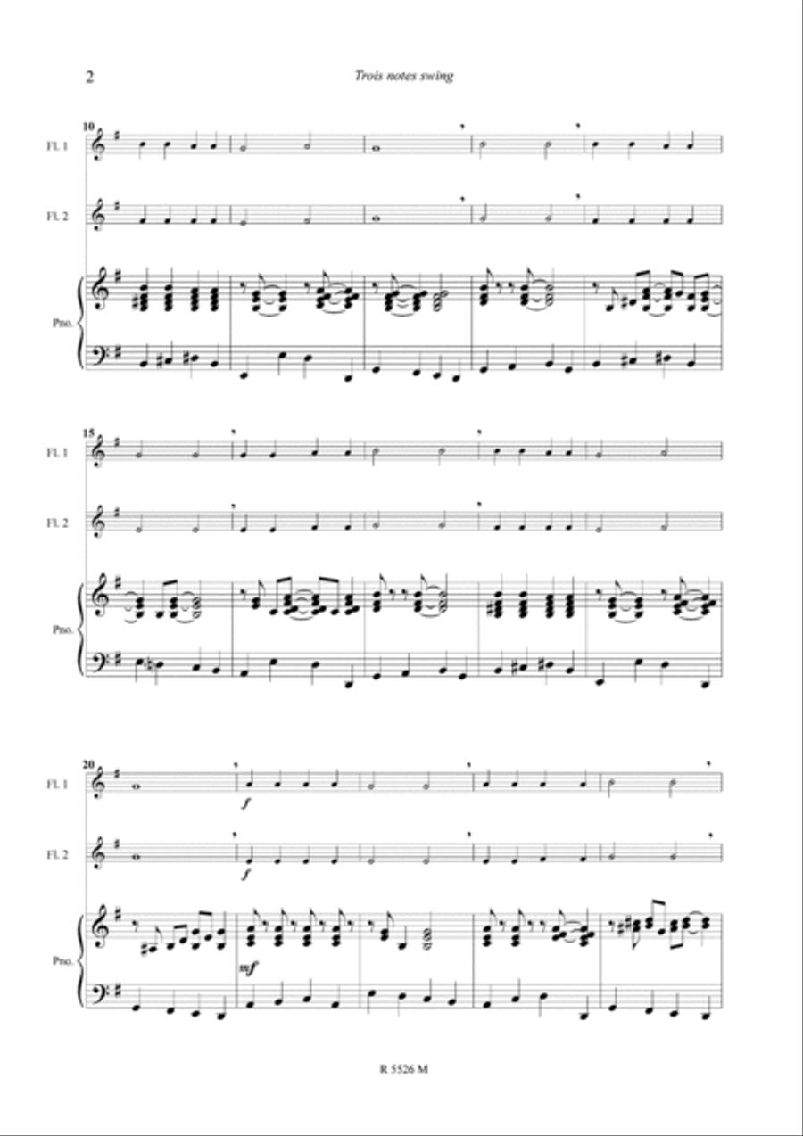 Notes swing (3) pour 2 flûtes et piano Flute scores gallery preview page 3