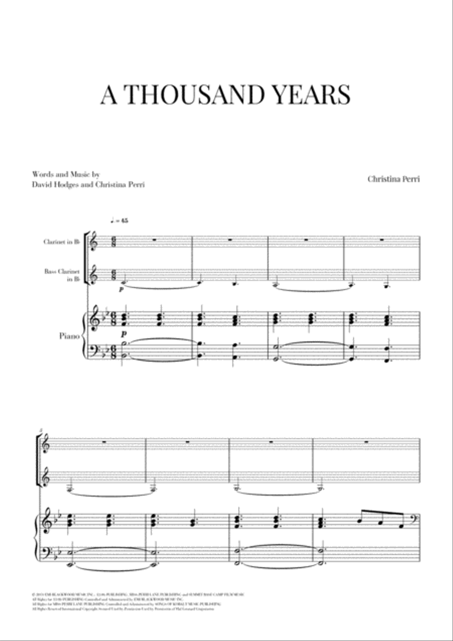 A Thousand Years Woodwind Ensemble scores gallery preview page 1