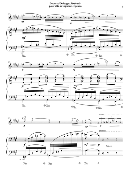 Claude Debussy/Robert Orledge : Sérénade for alto saxophone and piano