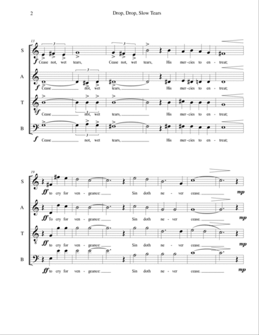 Drop Slow Tears 4-Part scores gallery preview page 2