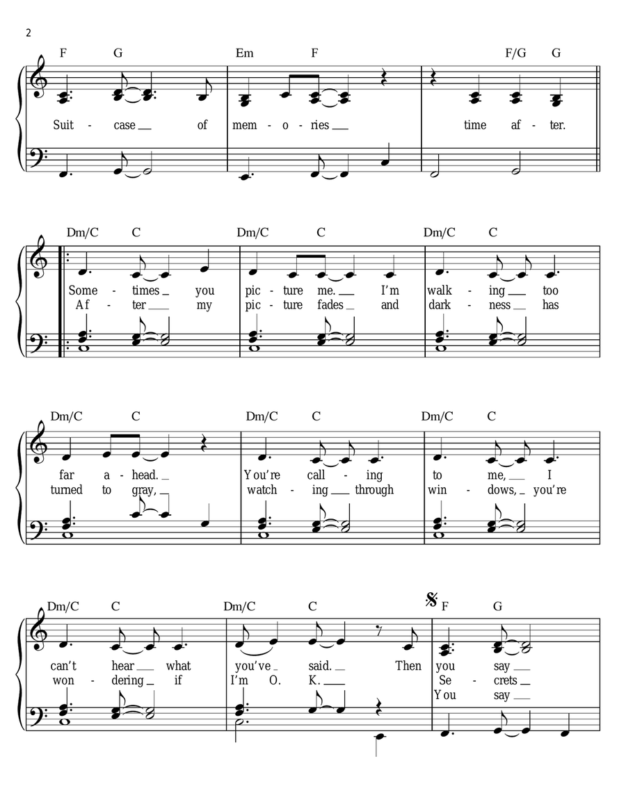 Time After Time Easy Piano scores gallery preview page 2