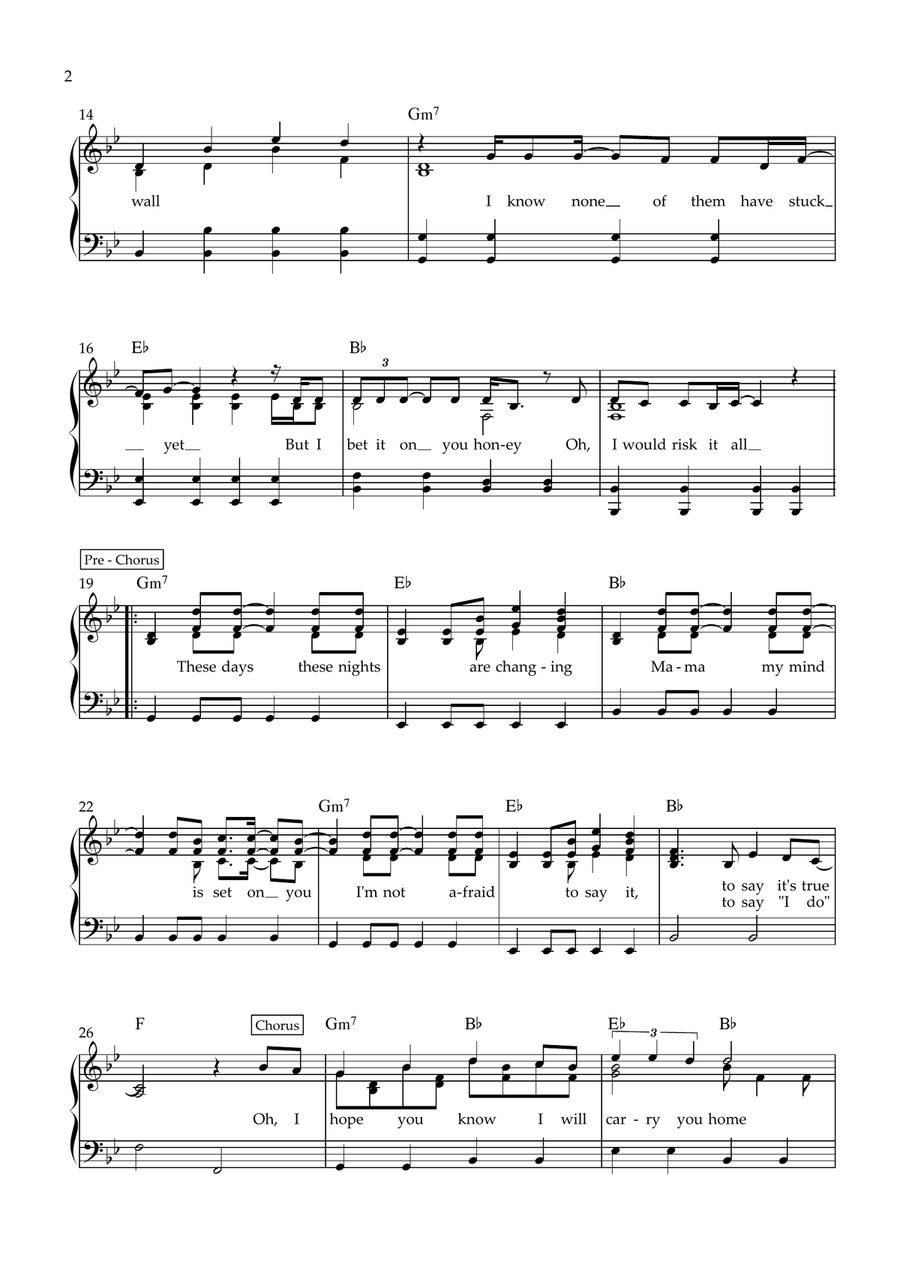 Carry You Home Piano, Vocal scores gallery preview page 2