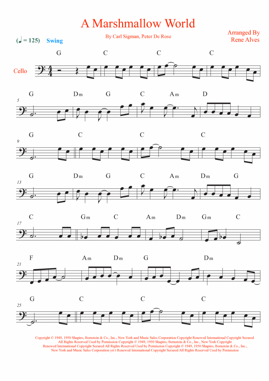 A Marshmallow World A Marshmallow World Cello Solo scores gallery preview page 1