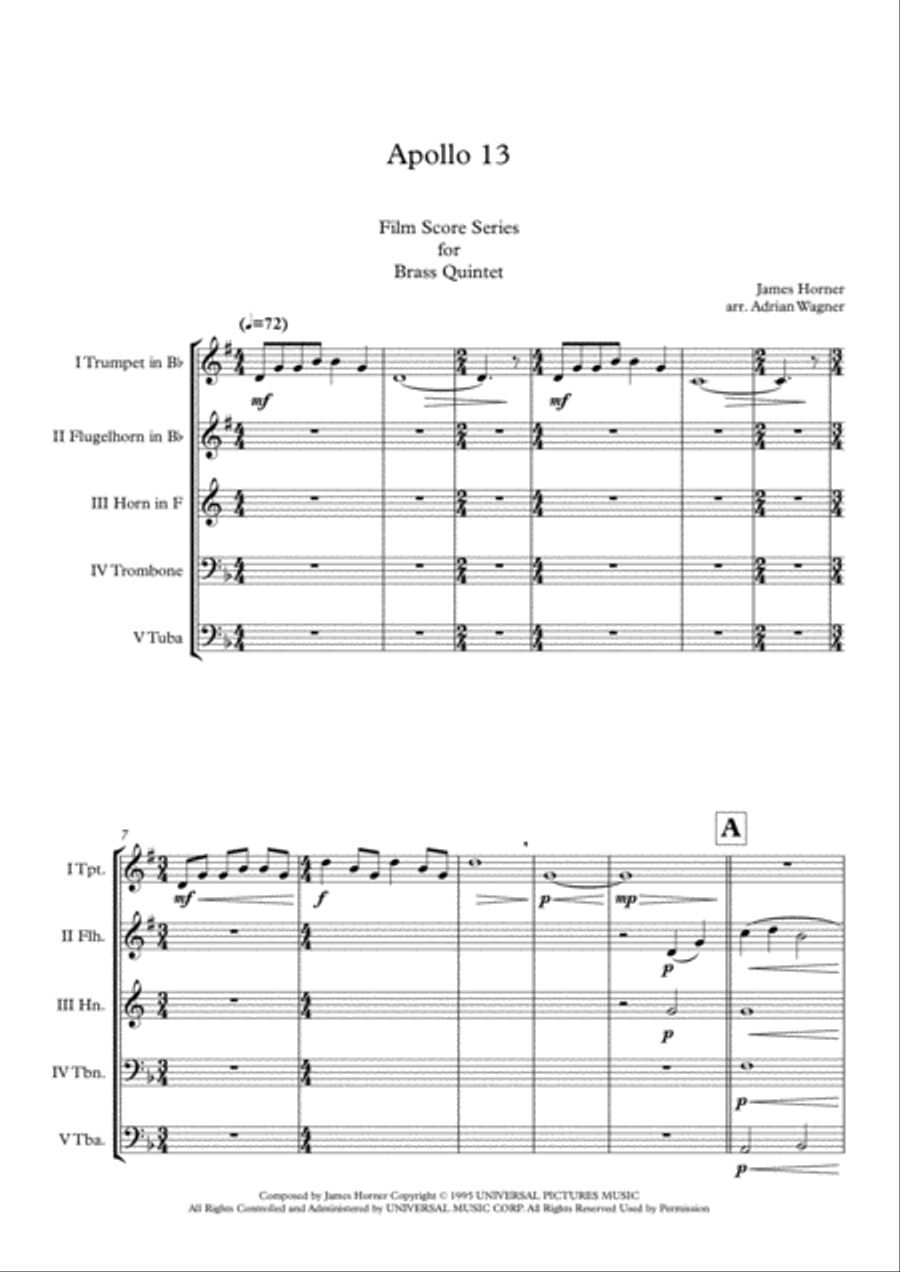 End Credits - Apollo 13 Brass Quintet scores gallery preview page 3