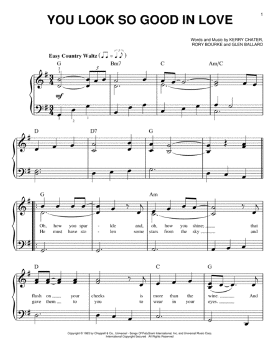 You Look So Good In Love Easy Piano scores gallery preview page 1