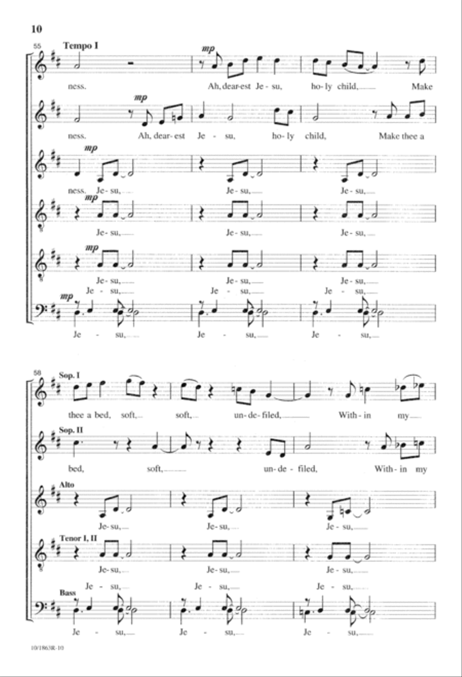 Ah, Dearest Jesu Holy Child Divisi scores gallery preview page 10