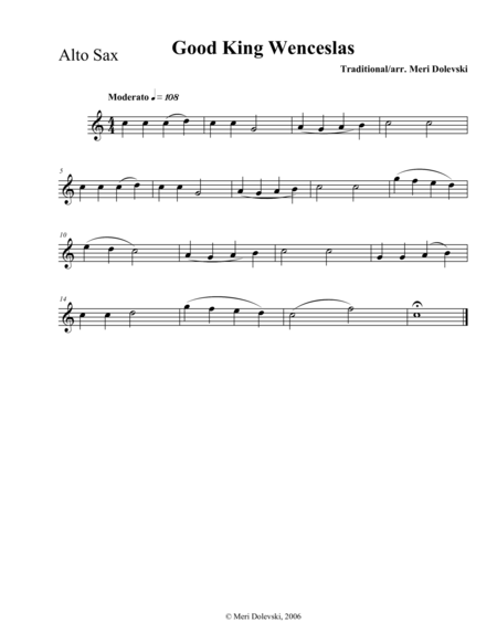 Good King Wenceslas: E flat saxes (alto, baritone)/piano